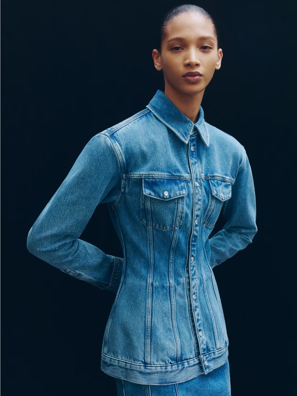 HM x WARDROBE.NYC Fitted Blue Denim Jacket NWT size L